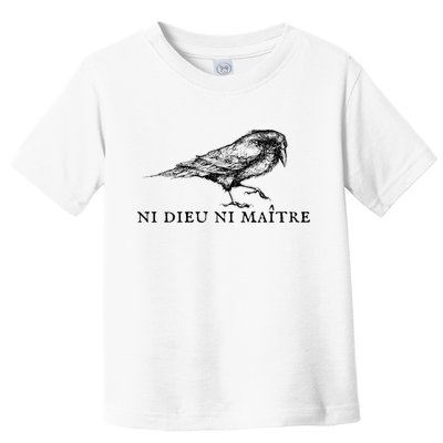 No God No Master Ni Dieu Ni Maitre Retro Crow Bird Toddler T-Shirt