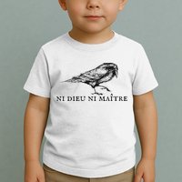 No God No Master Ni Dieu Ni Maitre Retro Crow Bird Toddler T-Shirt