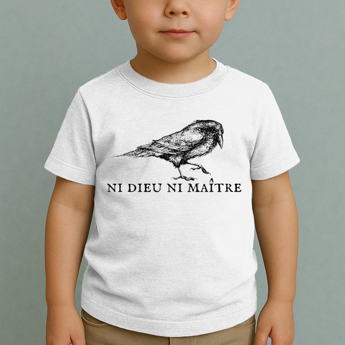 No God No Master Ni Dieu Ni Maitre Retro Crow Bird Toddler T-Shirt