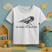No God No Master Ni Dieu Ni Maitre Retro Crow Bird Toddler T-Shirt