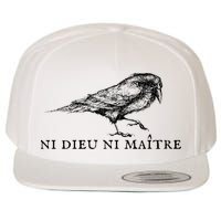 No God No Master Ni Dieu Ni Maitre Retro Crow Bird Wool Snapback Cap