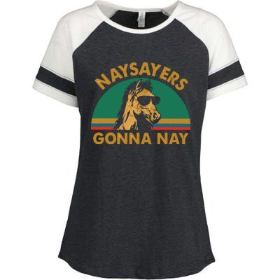 Naysayers Gonna Nay Vintage Retro Horse Lover Gift Enza Ladies Jersey Colorblock Tee