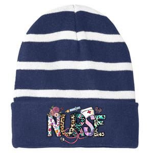 Nurse Gifts Striped Beanie with Solid Band