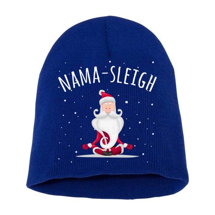 Namafunny Giftleigh Namasleigh Funny Santa Yoga Christmas Lotus Pose Gift Short Acrylic Beanie