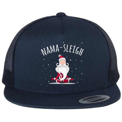 Namafunny Giftleigh Namasleigh Funny Santa Yoga Christmas Lotus Pose Gift Flat Bill Trucker Hat