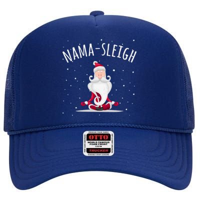 Namafunny Giftleigh Namasleigh Funny Santa Yoga Christmas Lotus Pose Gift High Crown Mesh Back Trucker Hat