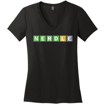 Nerdle Game Nerd Women's V-Neck T-Shirt