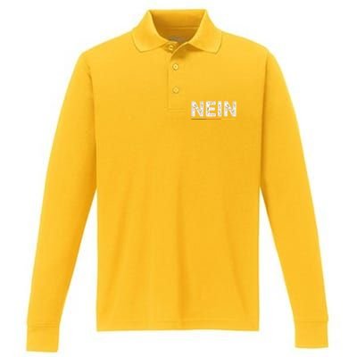 Nein German No Saying Funny Germany Performance Long Sleeve Polo