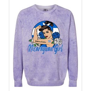 Nicaragua Girl Nicaraguan Mujer Nicaraguense Flag Colorblast Crewneck Sweatshirt