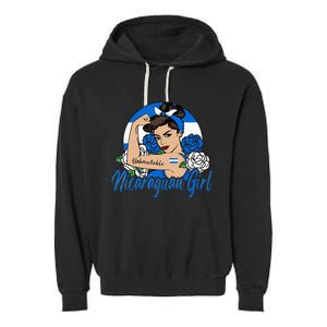 Nicaragua Girl Nicaraguan Mujer Nicaraguense Flag Garment-Dyed Fleece Hoodie