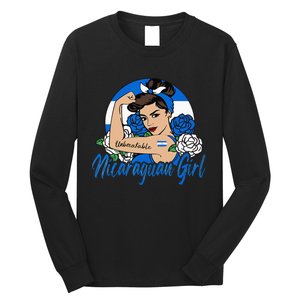 Nicaragua Girl Nicaraguan Mujer Nicaraguense Flag Long Sleeve Shirt