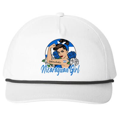 Nicaragua Girl Nicaraguan Mujer Nicaraguense Flag Snapback Five-Panel Rope Hat