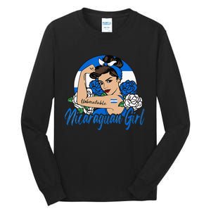 Nicaragua Girl Nicaraguan Mujer Nicaraguense Flag Tall Long Sleeve T-Shirt