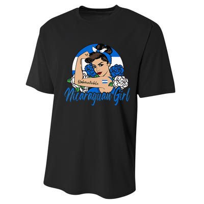 Nicaragua Girl Nicaraguan Mujer Nicaraguense Flag Performance Sprint T-Shirt