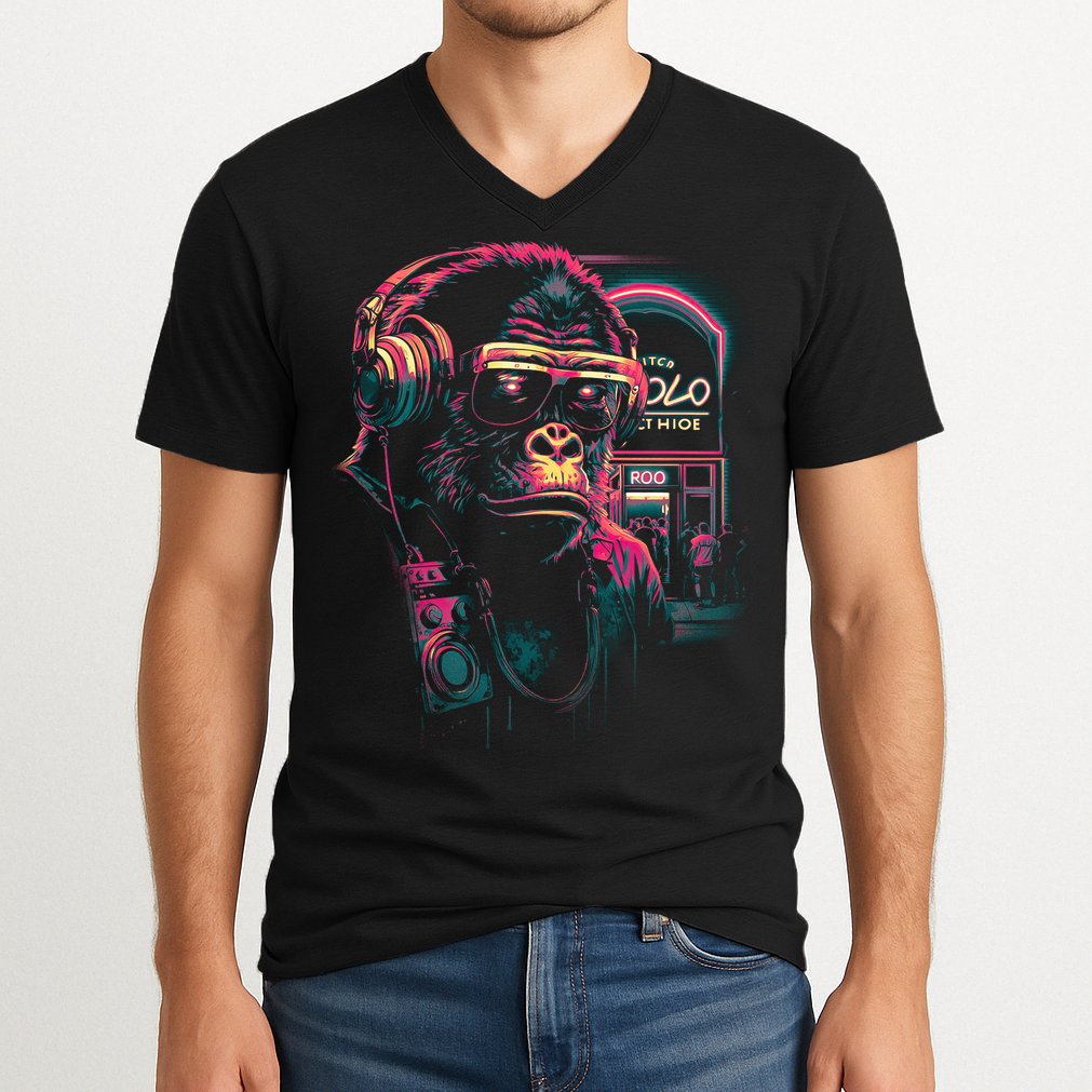 Neon Gorilla V-Neck T-Shirt