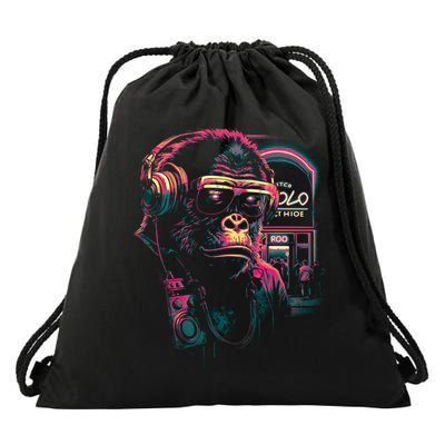 Neon Gorilla Drawstring Bag