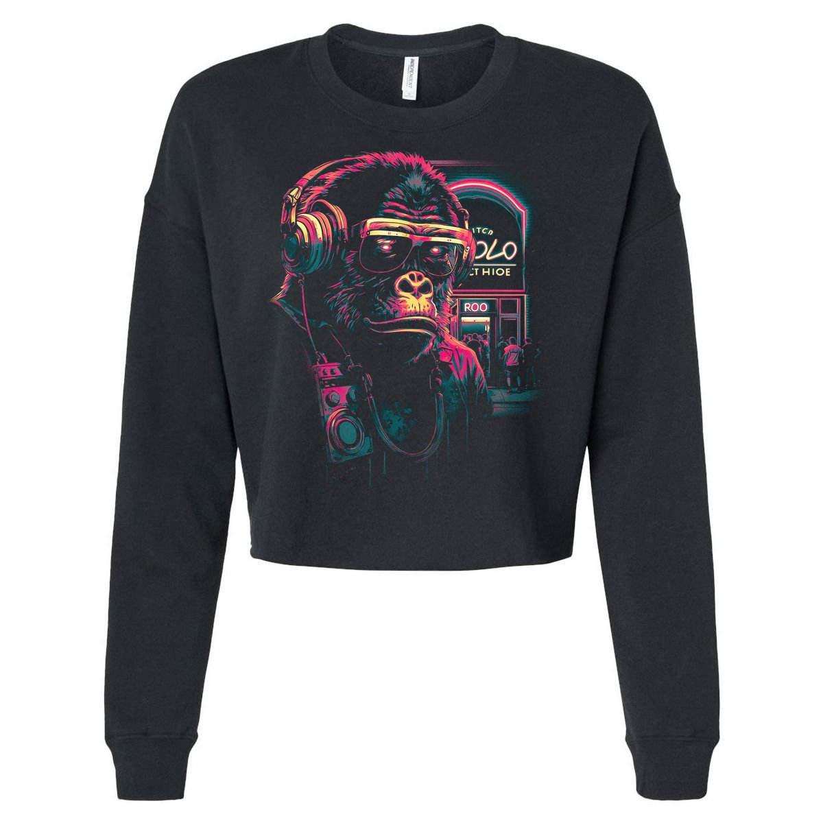 Neon Gorilla Cropped Pullover Crew