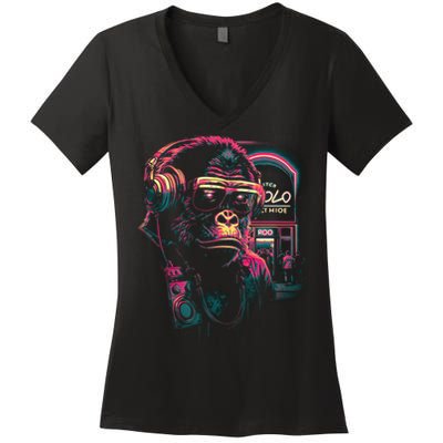Neon Gorilla Women's V-Neck T-Shirt