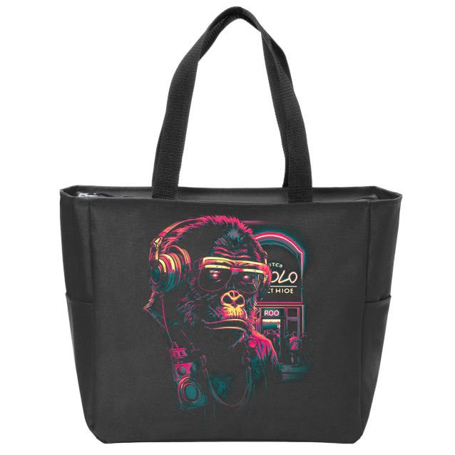 Neon Gorilla Zip Tote Bag