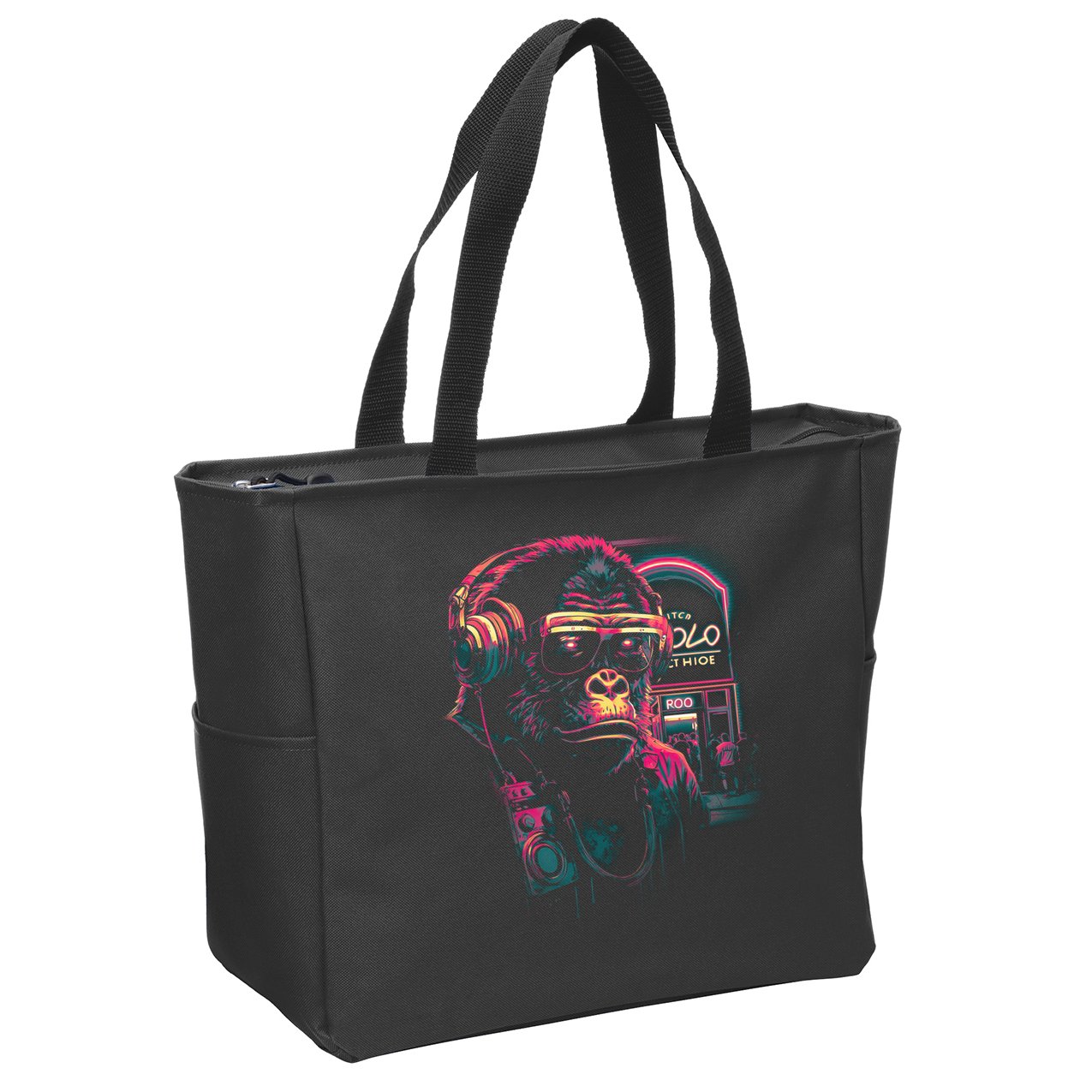 Neon Gorilla Zip Tote Bag