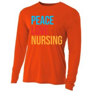 Nurse Gift Peace Love Nursing Meaningful Gift Cooling Performance Long Sleeve Crew