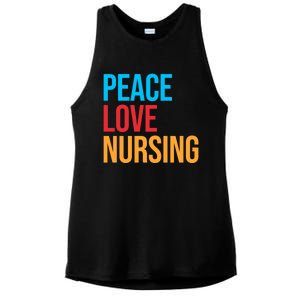 Nurse Gift Peace Love Nursing Meaningful Gift Ladies PosiCharge Tri-Blend Wicking Tank