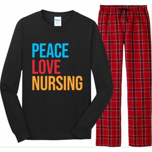 Nurse Gift Peace Love Nursing Meaningful Gift Long Sleeve Pajama Set