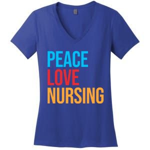 Nurse Gift Peace Love Nursing Meaningful Gift Women's V-Neck T-Shirt