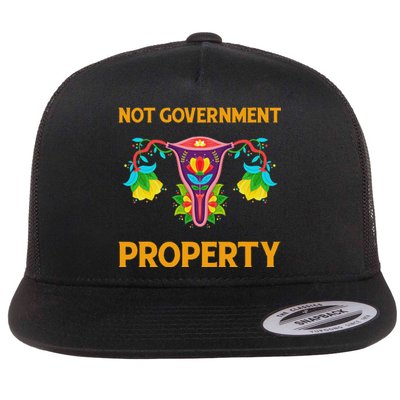 Not Government Property Funny Uterus Floral Feminism Humor Flat Bill Trucker Hat