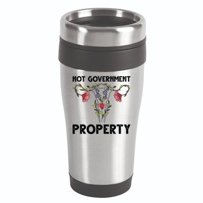 Not Government Property Funny Uterus Floral Feminism Humor 16oz Travel Tumbler