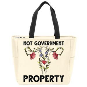 Not Government Property Funny Uterus Floral Feminism Humor Zip Tote Bag