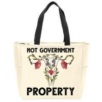 Not Government Property Funny Uterus Floral Feminism Humor Zip Tote Bag