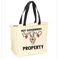 Not Government Property Funny Uterus Floral Feminism Humor Zip Tote Bag