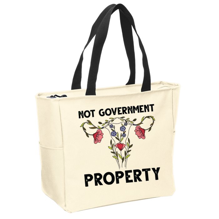 Not Government Property Funny Uterus Floral Feminism Humor Zip Tote Bag