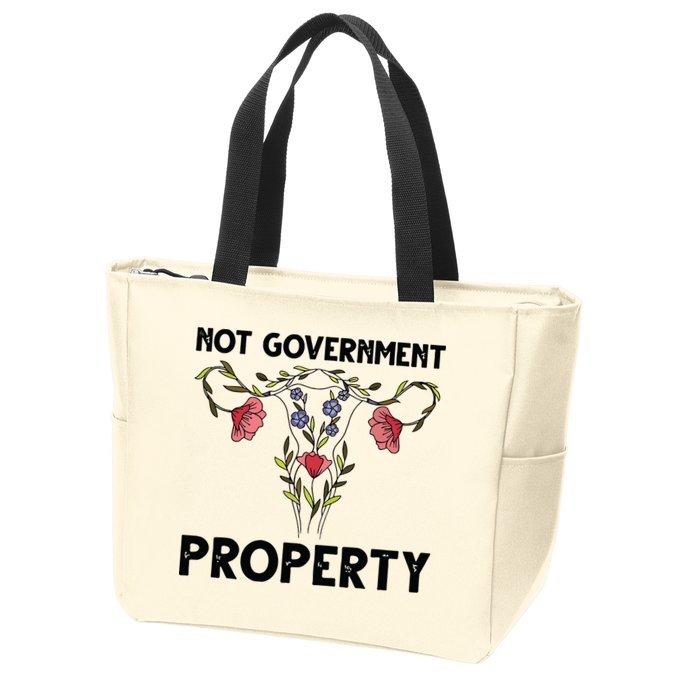 Not Government Property Funny Uterus Floral Feminism Humor Zip Tote Bag
