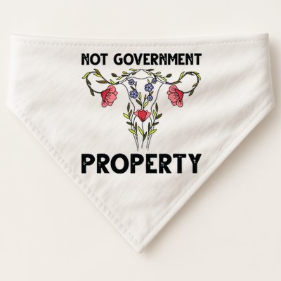 Not Government Property Funny Uterus Floral Feminism Humor USA-Made Doggie Bandana