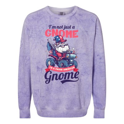 Not Gnome Proud American Design 4th July American Gnome Great Gift Colorblast Crewneck Sweatshirt