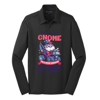 Not Gnome Proud American Design 4th July American Gnome Great Gift Silk Touch Performance Long Sleeve Polo