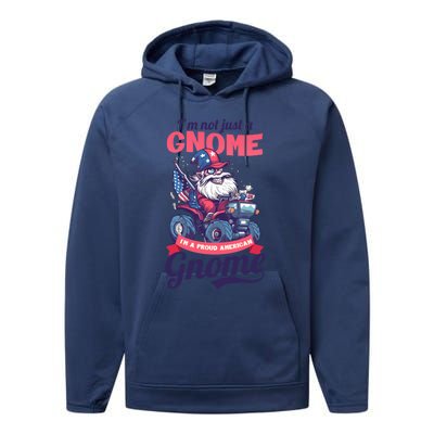 Not Gnome Proud American Design 4th July American Gnome Great Gift Performance Fleece Hoodie