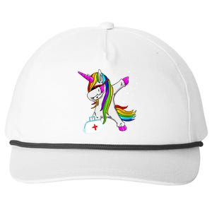 Nursicorn Graduation Rn Lpn Cna Healthcare Dabbing Unicorn Gift Snapback Five-Panel Rope Hat