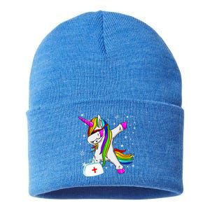 Nursicorn Graduation Rn Lpn Cna Healthcare Dabbing Unicorn Gift Sustainable Knit Beanie