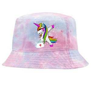 Nursicorn Graduation Rn Lpn Cna Healthcare Dabbing Unicorn Gift Tie-Dyed Bucket Hat