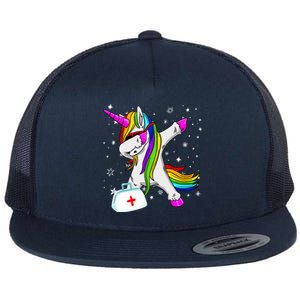 Nursicorn Graduation Rn Lpn Cna Healthcare Dabbing Unicorn Gift Flat Bill Trucker Hat