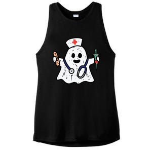 Nurse Ghost Scrub Top Halloween Costume For Nurses Women Rn Ladies PosiCharge Tri-Blend Wicking Tank