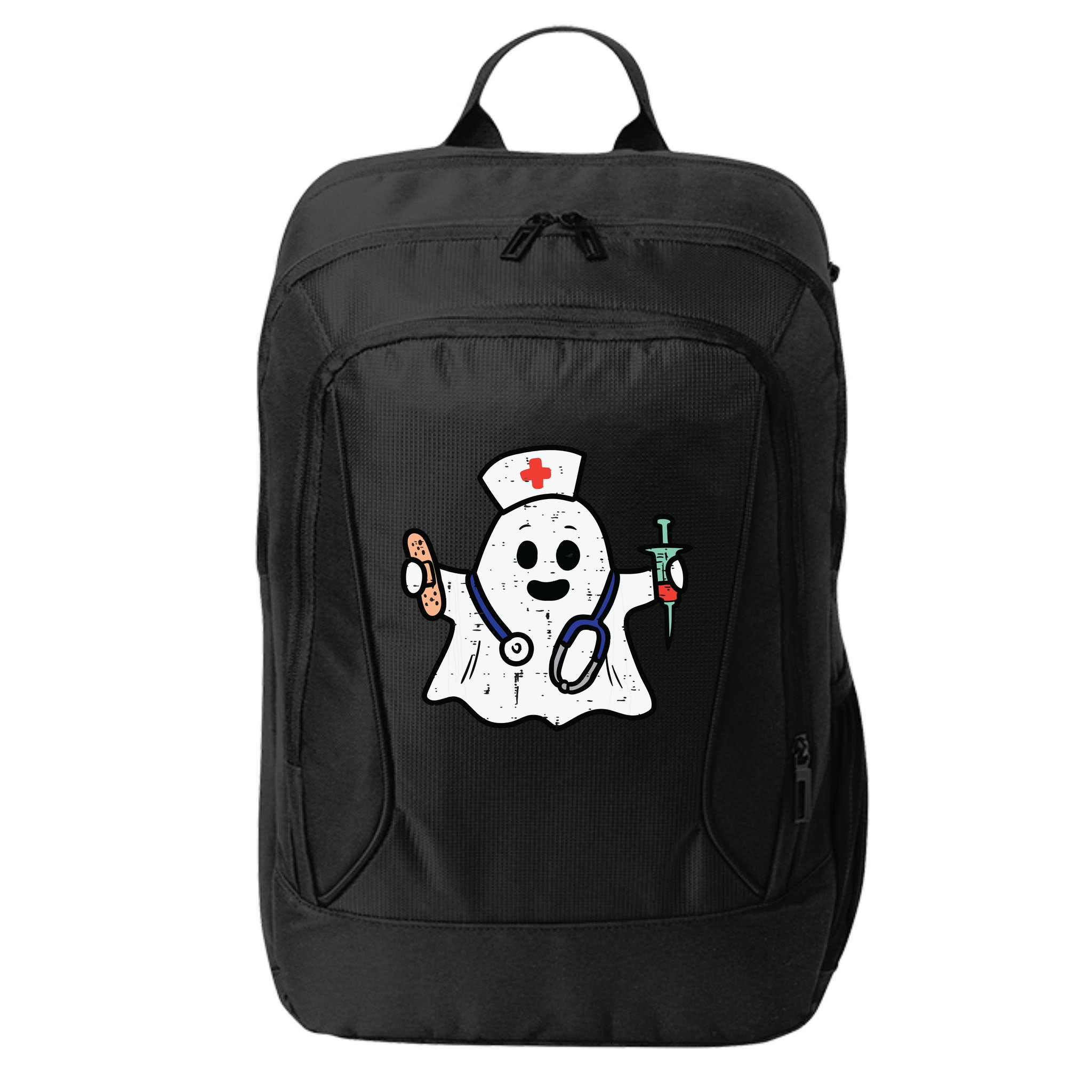 Nurse Ghost Scrub Top Halloween Costume For Nurses Women Rn City Backpack