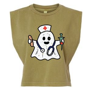 Nurse Ghost Scrub Top Halloween Costume For Nurses Women Rn Garment-Dyed Women's Muscle Tee