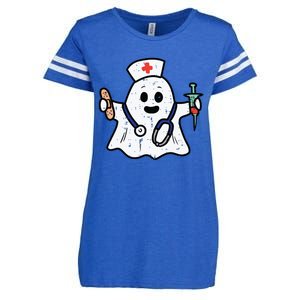 Nurse Ghost Scrub Top Halloween Costume For Nurses Women Rn Enza Ladies Jersey Football T-Shirt