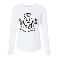 Nurse Ghost Scrub Top Halloween Costume For Nurses Women Rn Womens Cotton Relaxed Long Sleeve T-Shirt