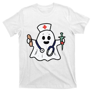 Nurse Ghost Scrub Top Halloween Costume For Nurses Women Rn T-Shirt