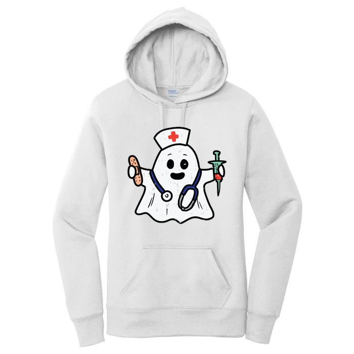 Nurse Ghost Scrub Top Halloween Costume For Nurses Women Rn Women's Pullover Hoodie